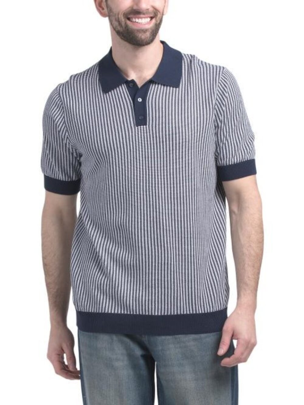 TRUTH Short Sleeve Striped Polo Sweater